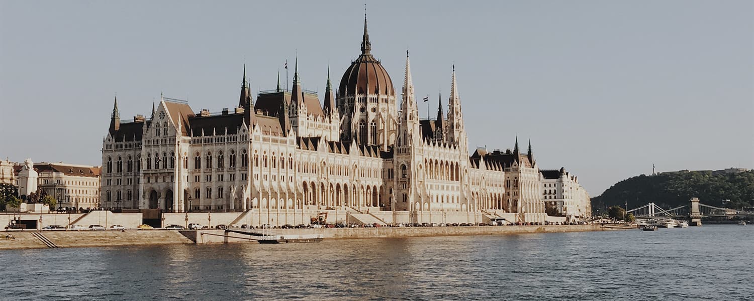 Large building on the bank of the river